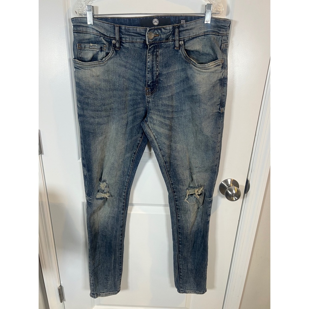 Jordan Craig Mens Skinny Jeans Distressed Ripped Ross Blue 36/32